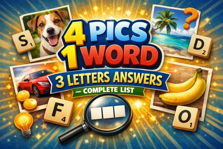 4 Pics 1 Word 3 Letters Answers