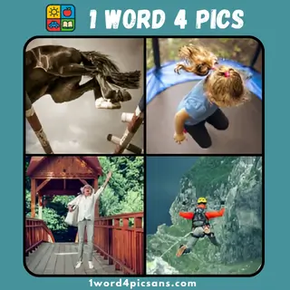 Four images showing the jumping action in the daily puzzle